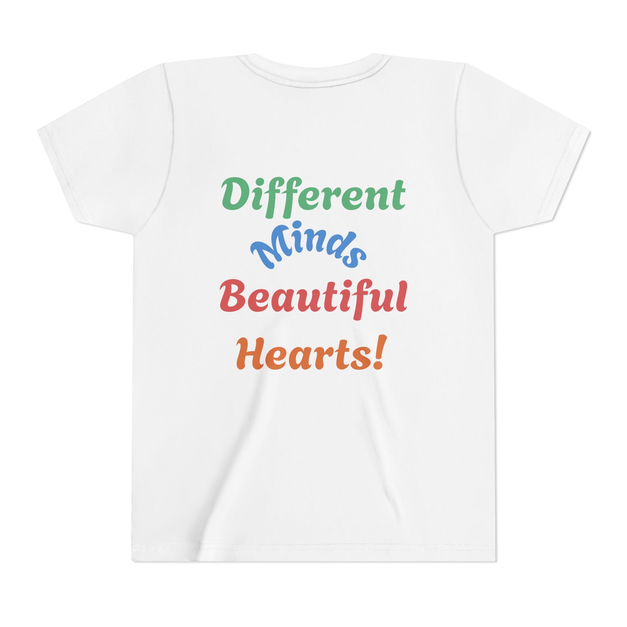 Autism Puzzle Heart Youth Tee — “Different Minds, Beautiful Hearts” Awareness Shirt