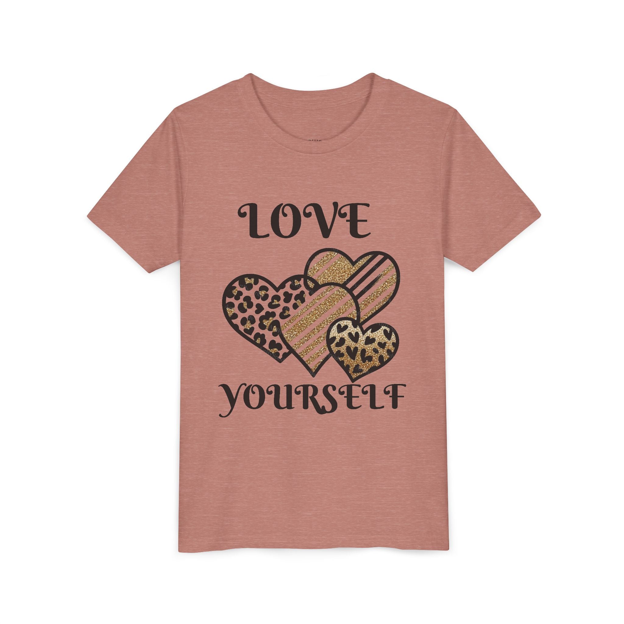 Love Yourself Hearts youth tee | Leopard Stripe Floral design