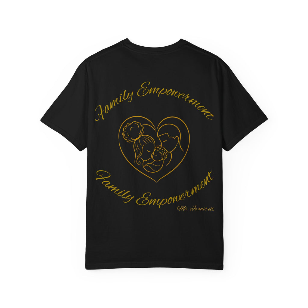 Family Empowerment Script Text T-shirt | Ms. Je suis elle, Elevate with Elegance