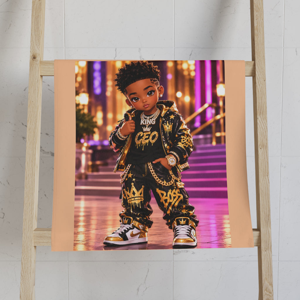 Royal Kiddo Hand Towel — Cute Urban Prince Design with Crown