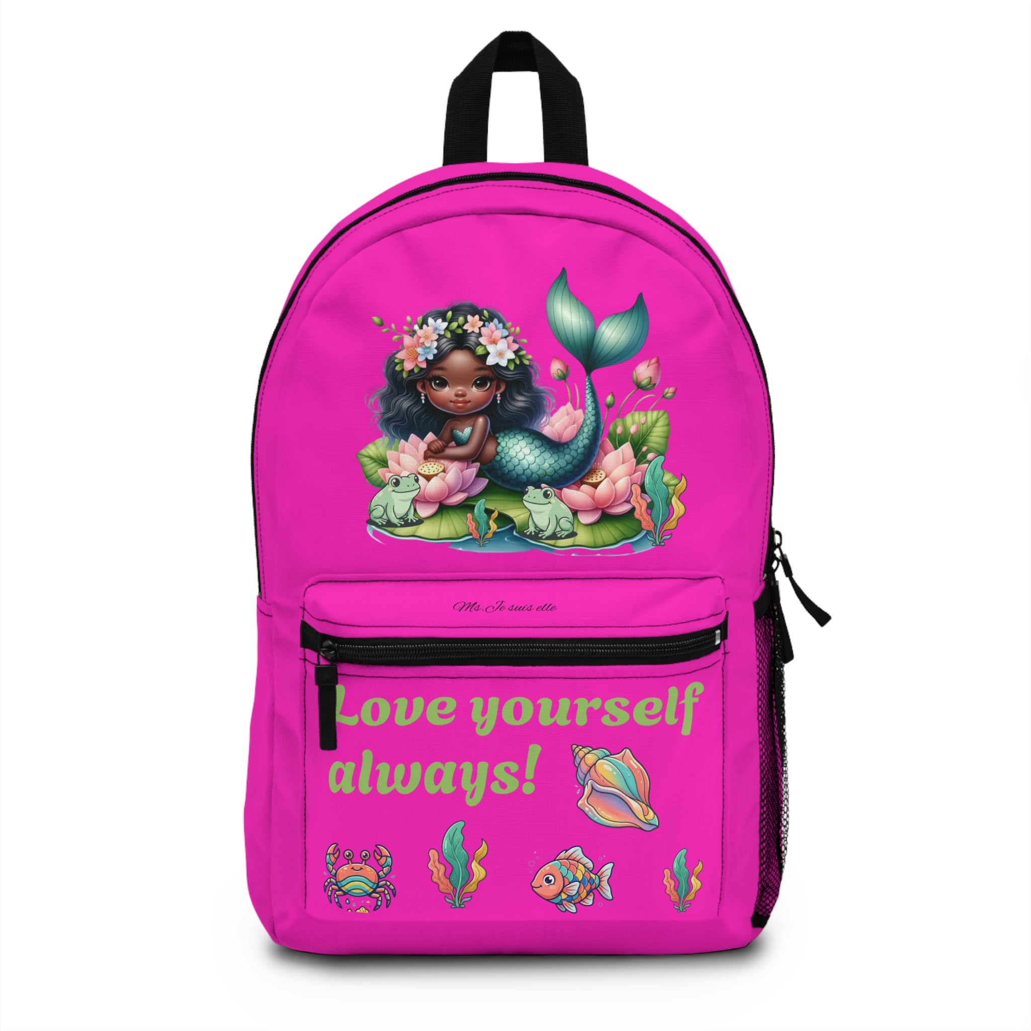 Mermaid Kids Backpack — Pink "Love Yourself Always" School Bag