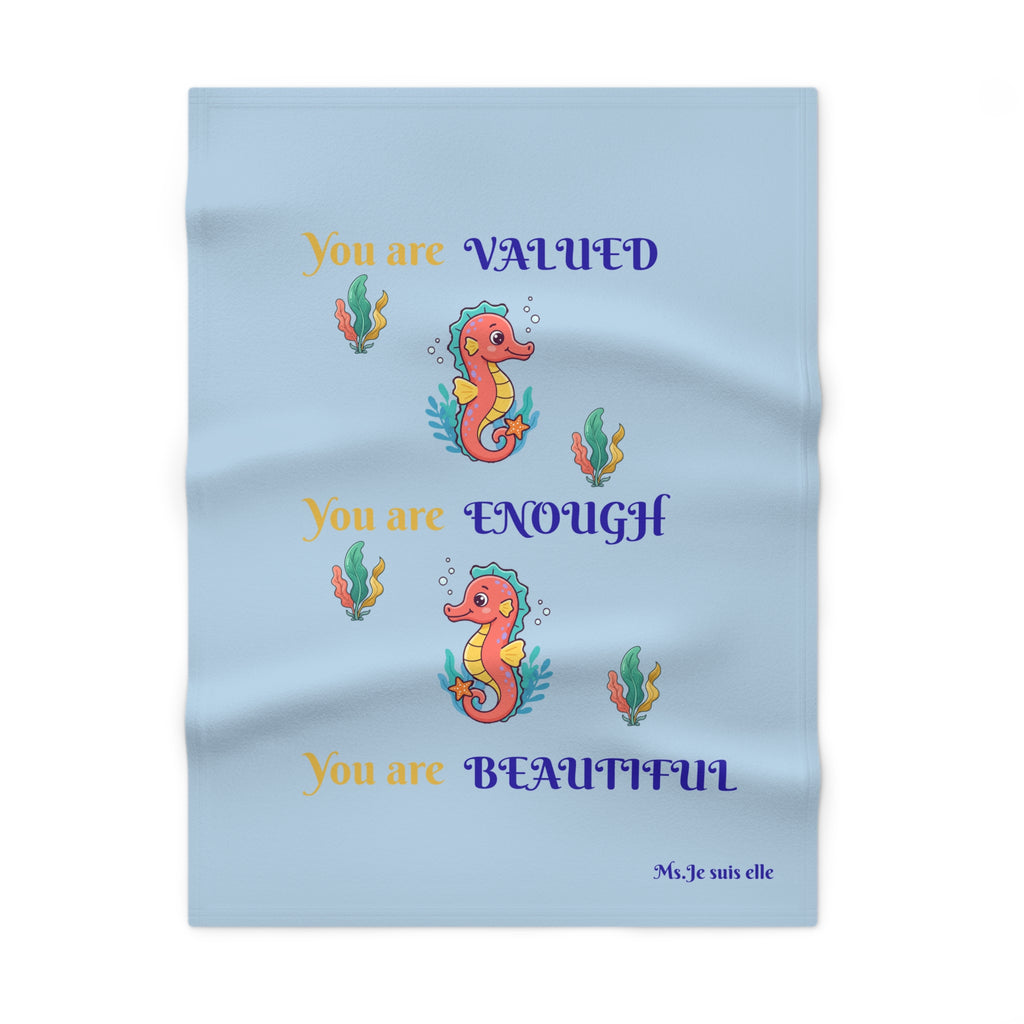 You are Valued You are Enough You are Beautiful Baby Blanket | Seahorse Affirmation